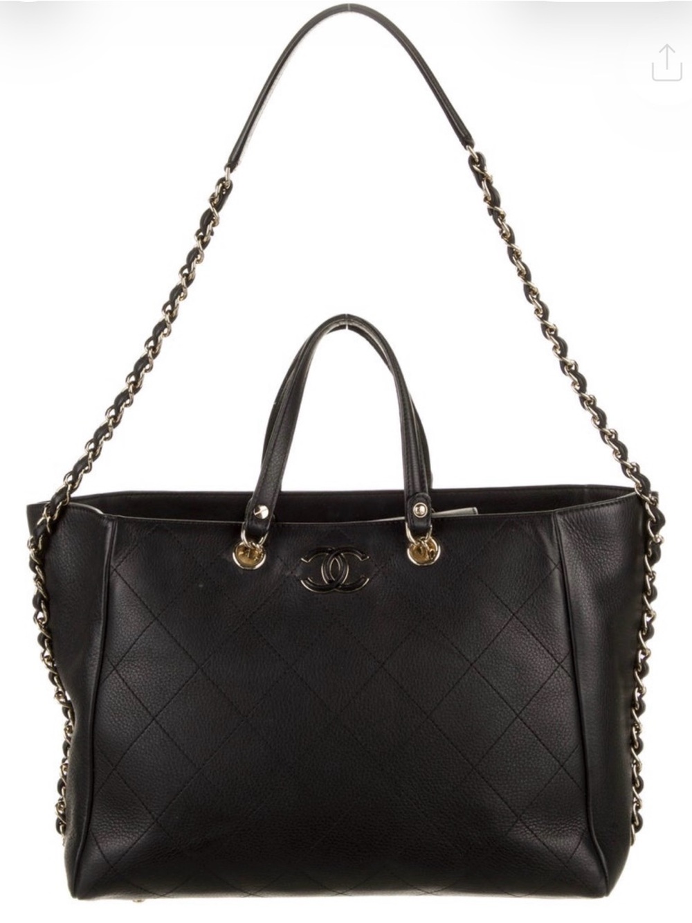Black Chanel Large Bullskin Stitched Tote Satchel - Excellent condition